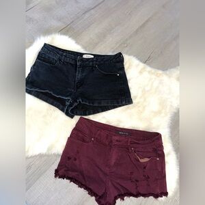 Angel Kiss Women's Black and Burgundy Shorts